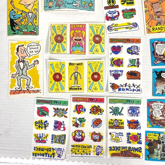 Pee Wees Playhouse Vtg Card Sticker Tattoo Flicker Fun Lot 59 pcs Paul Reubens - Picture 7 of 14